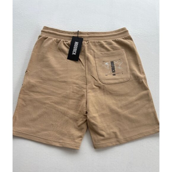Hoodrich Mens Tan & Beige Color Block Shorts With Drawstring Waist & Zippered Po - Picture 2 of 9